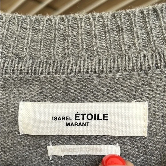 Isabel Marant Gray Crew Neck Sweater with Puff Shoulders - Picture 3 of 12